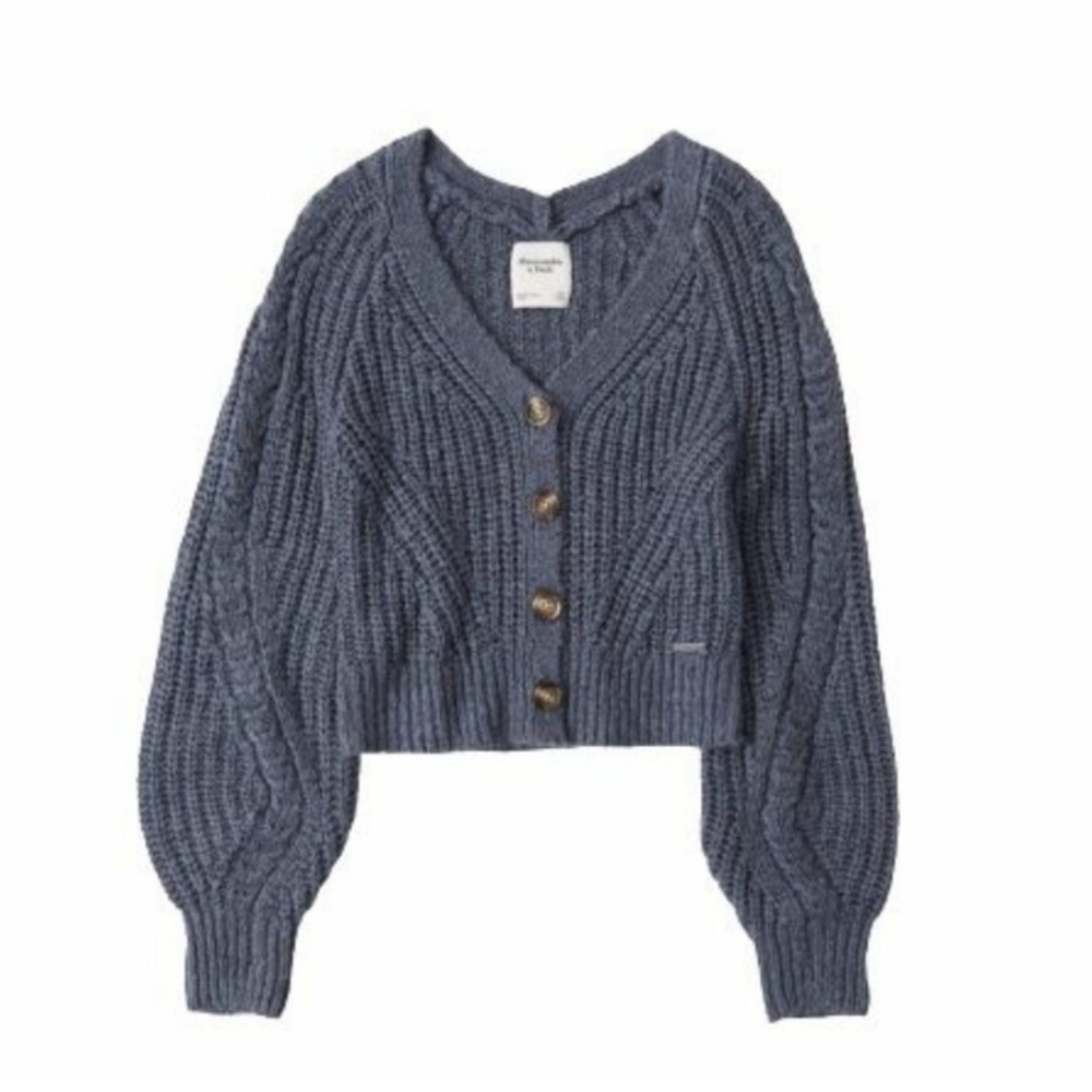 Abercrombie & Fitch Puff Sleeve Cropped Cardigan